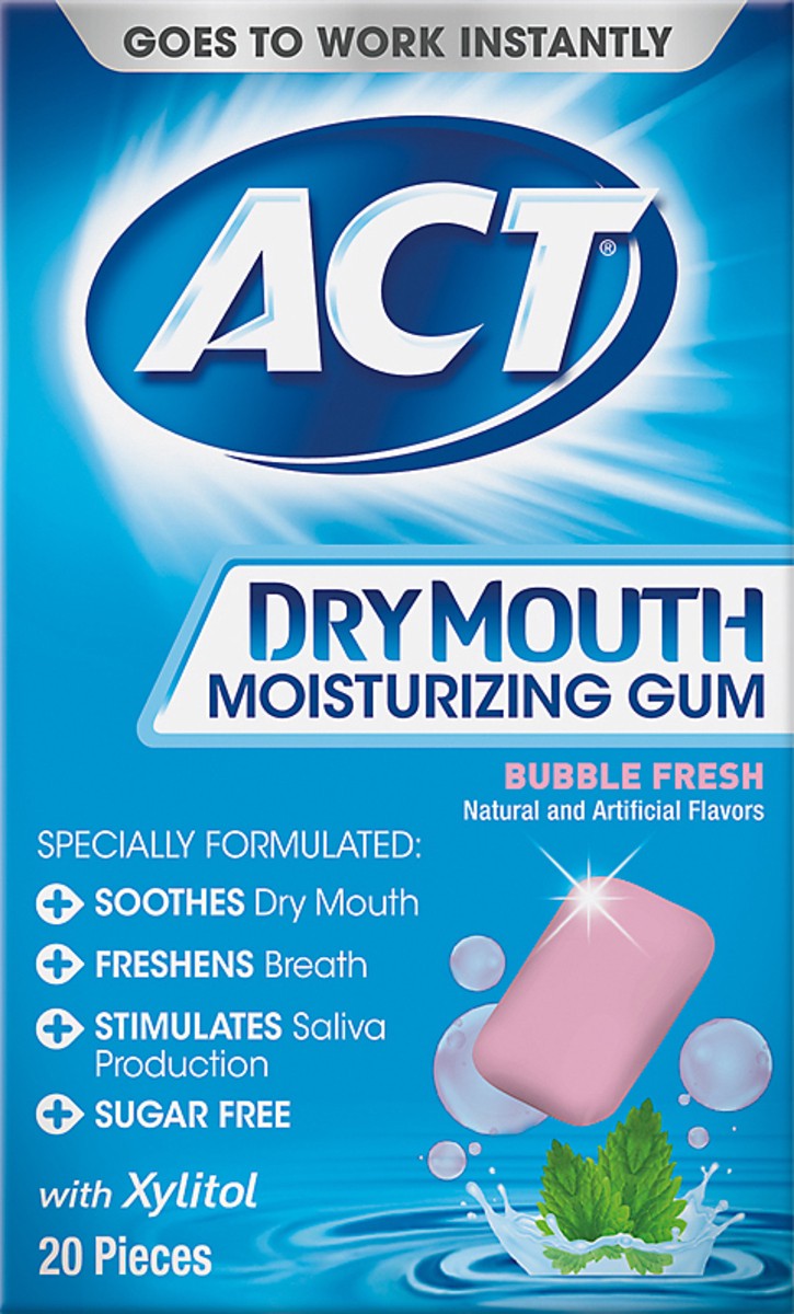 slide 4 of 4, ACT Gum, Moisturizing, Bubble Fresh, Dry Mouth, 20 ct