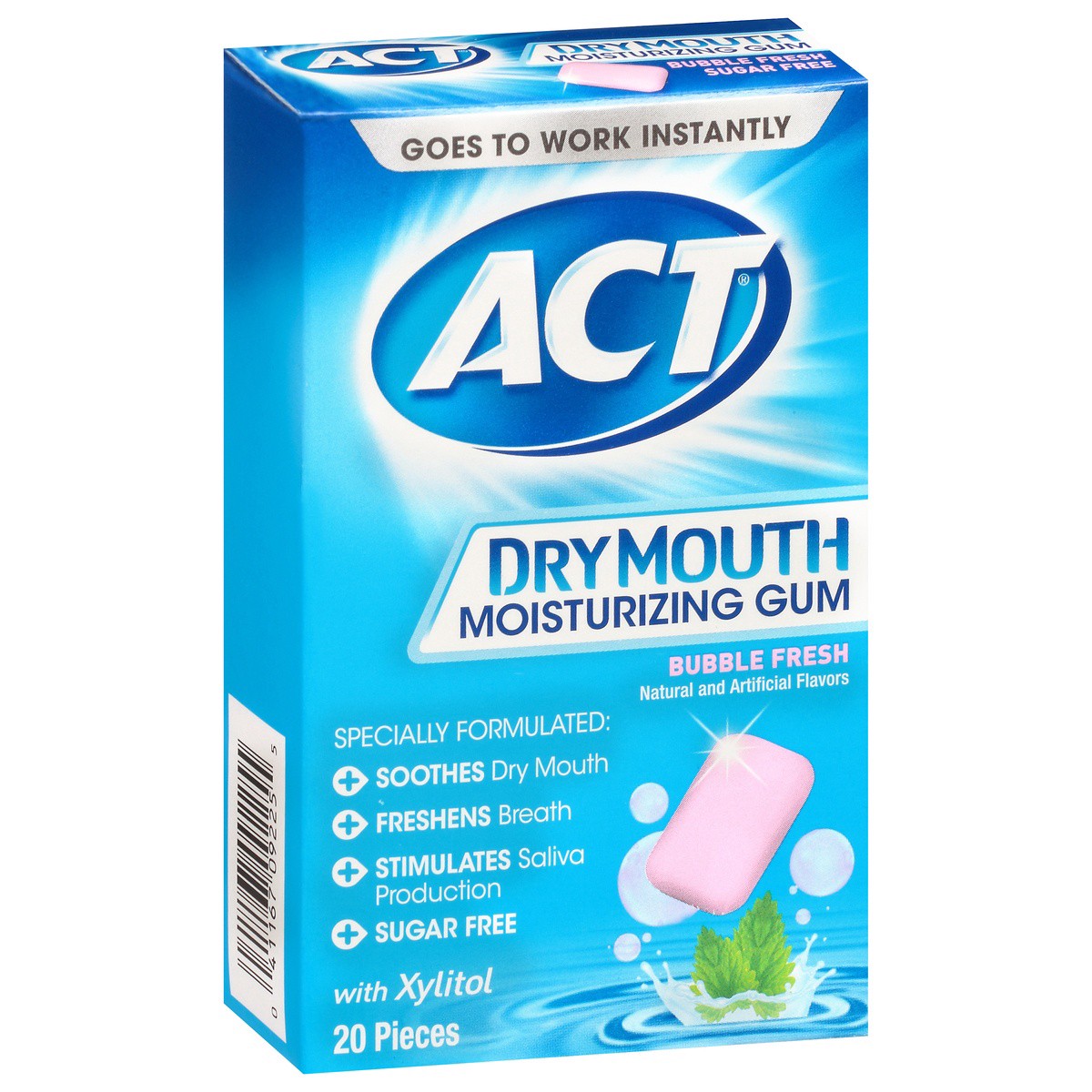 slide 1 of 4, ACT Gum, Moisturizing, Bubble Fresh, Dry Mouth, 20 ct