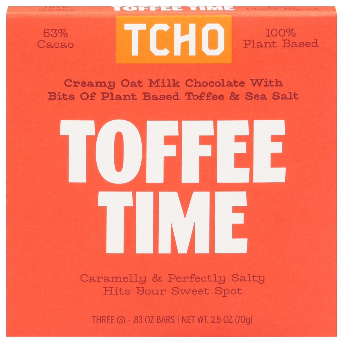 slide 1 of 13, TCHO Toffee Time Milk Chocolate with Bits of Plant Based 3 - 0.83 oz Bars, 3 ct
