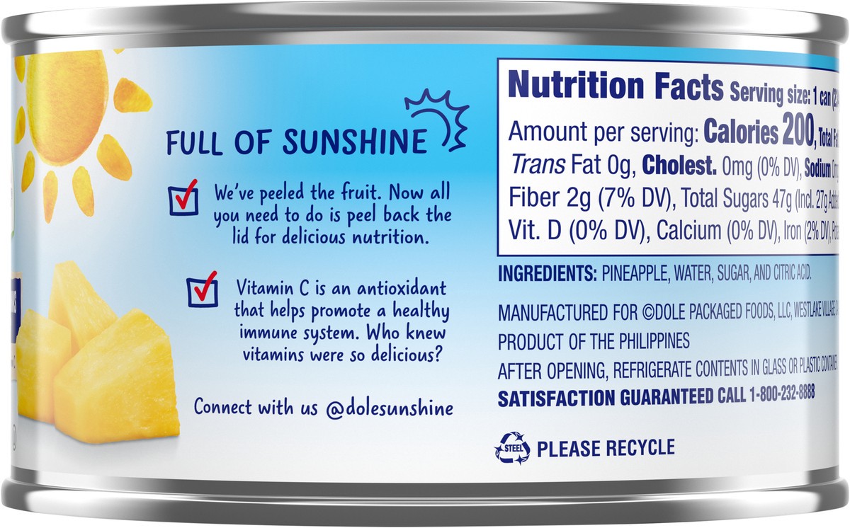 slide 7 of 9, Dole Pineapple Chunks Heavy Syrup 8.25Oz, 8.25 oz