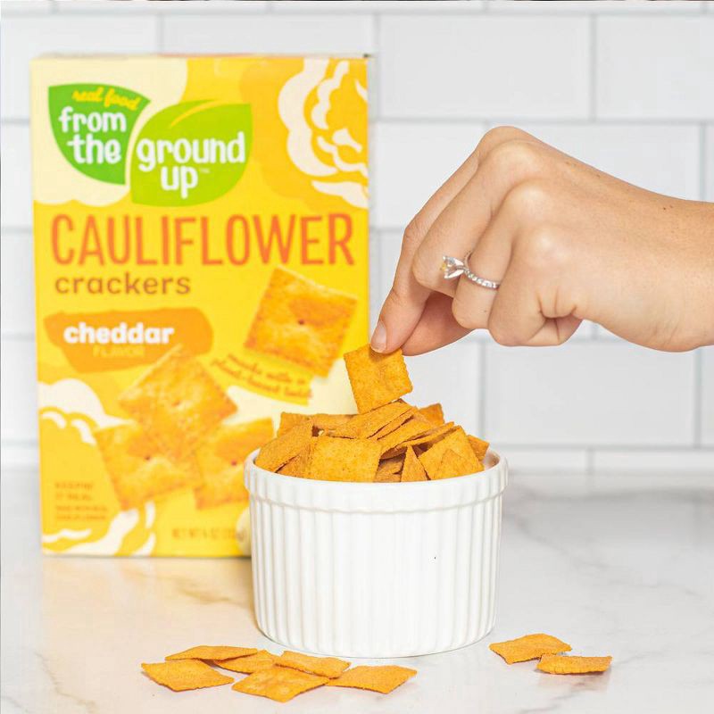 slide 2 of 3, From the Ground Up™ cauliflower crackers, cheddar, 4 oz