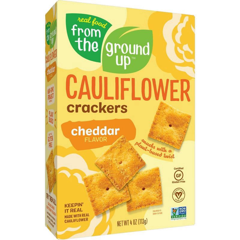 slide 1 of 3, From the Ground Up™ cauliflower crackers, cheddar, 4 oz