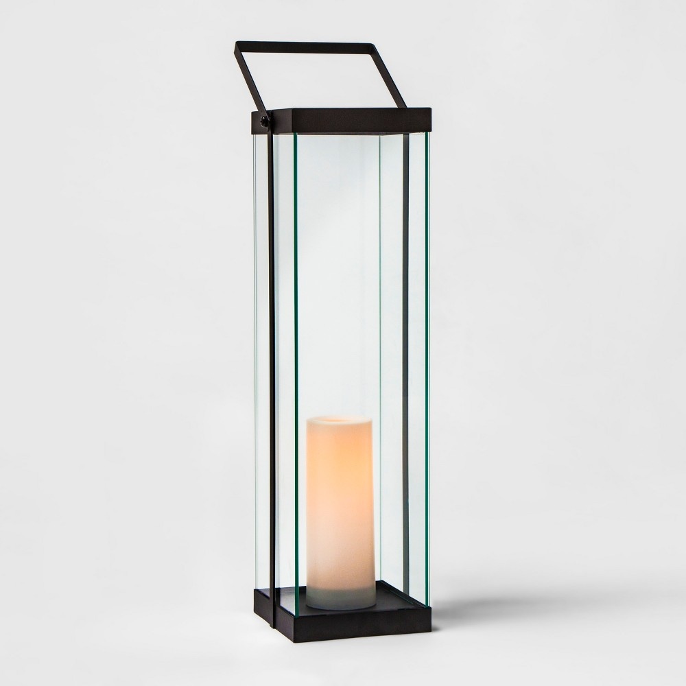 slide 2 of 2, Project 62 Metal Glass Outdoor Lantern Battery Operated - Black, 22 in