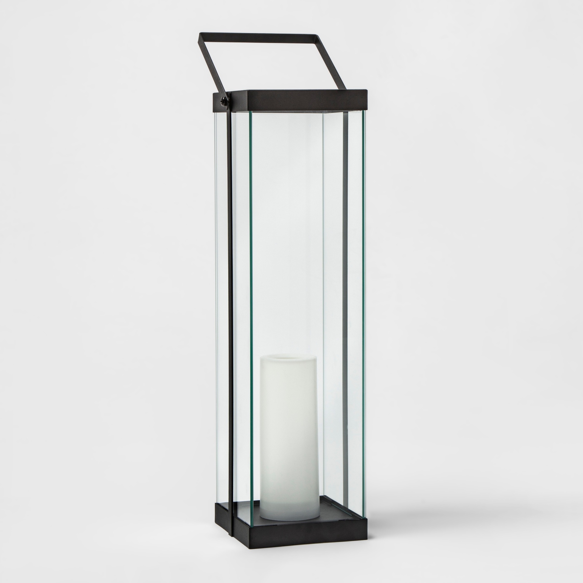 slide 1 of 2, Project 62 Metal Glass Outdoor Lantern Battery Operated - Black, 22 in