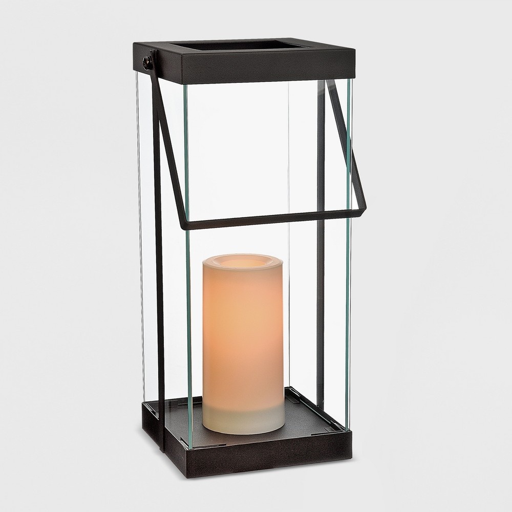 slide 2 of 2, Project 62 Metal Glass Outdoor Lantern Battery Operated - Black, 14 in