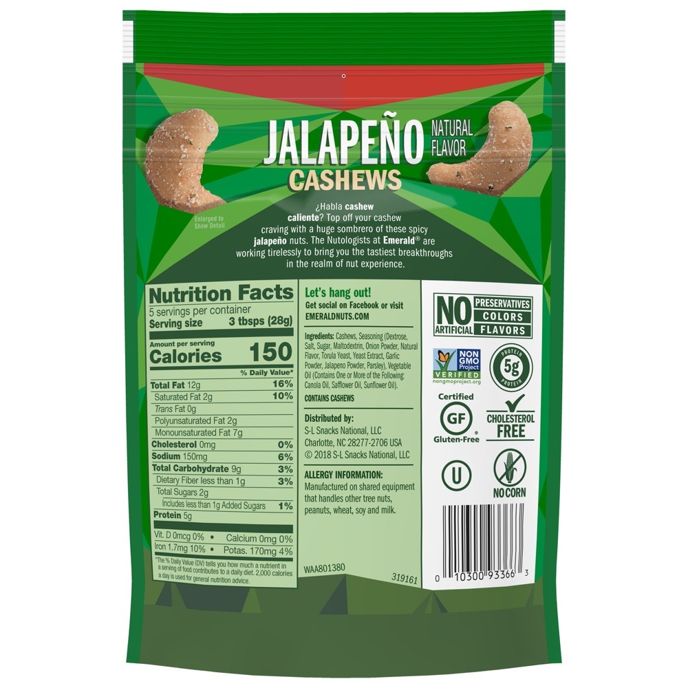 slide 3 of 5, Emerald Jalapeno Cashews, 5 oz