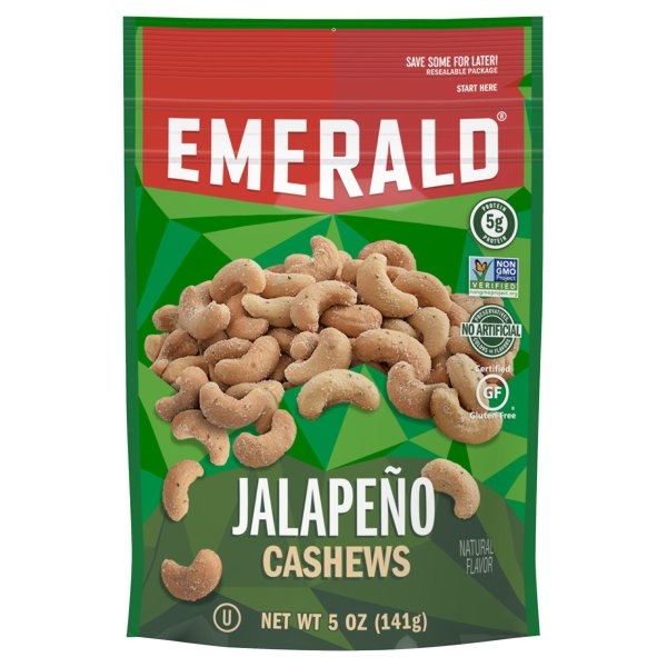 slide 1 of 5, Emerald Jalapeno Cashews, 5 oz