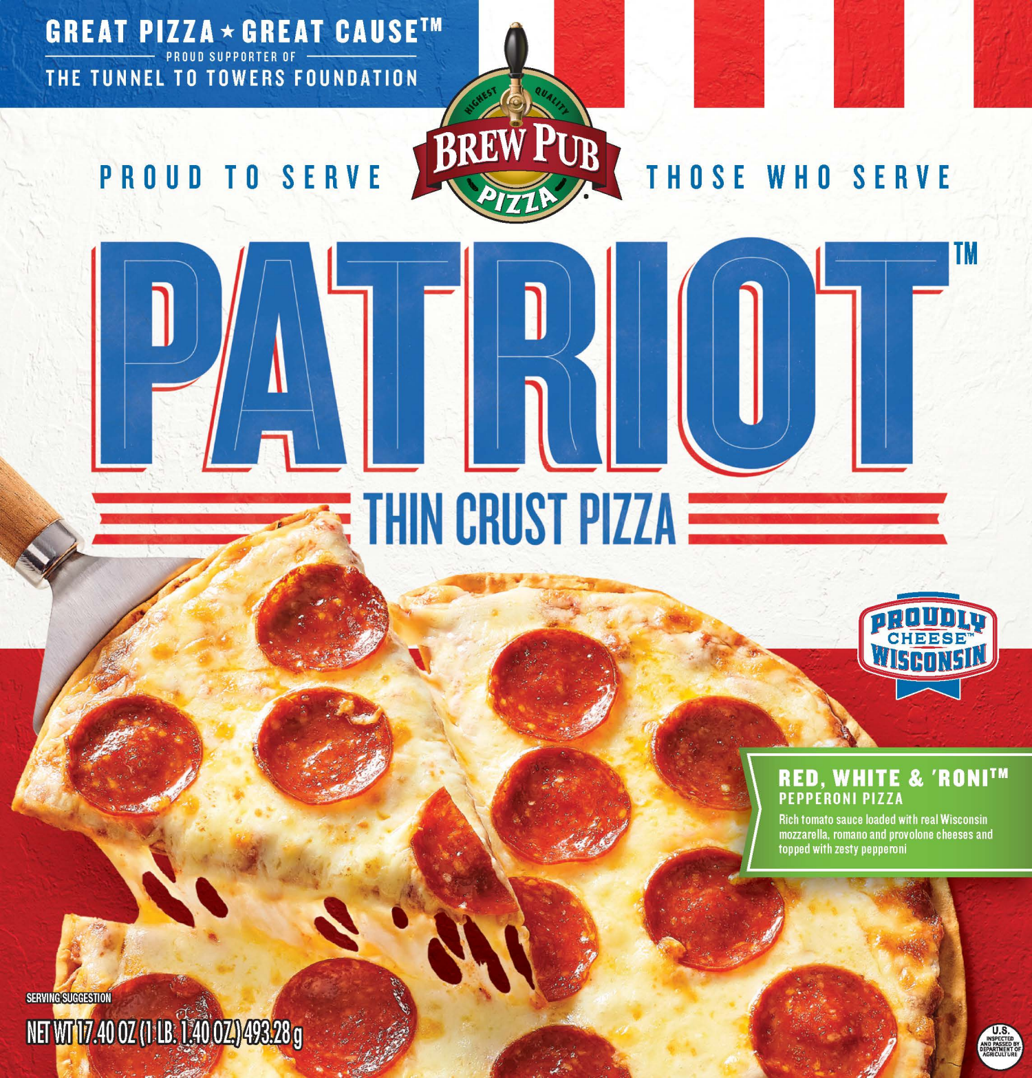 slide 1 of 1, Brew Pub Thin Crust Patriot Pep Pza, 17.4 oz