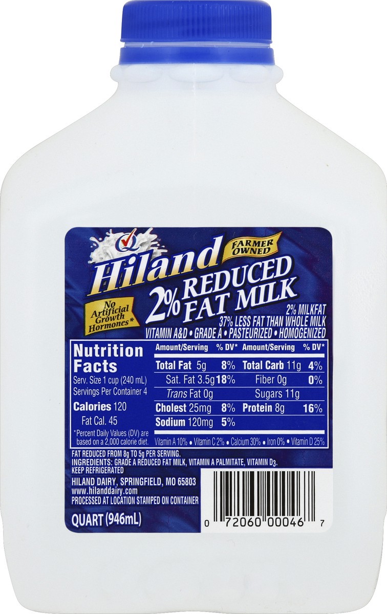 slide 1 of 10, Hiland Dairy 2% Reduced Fat Milk, 32 oz