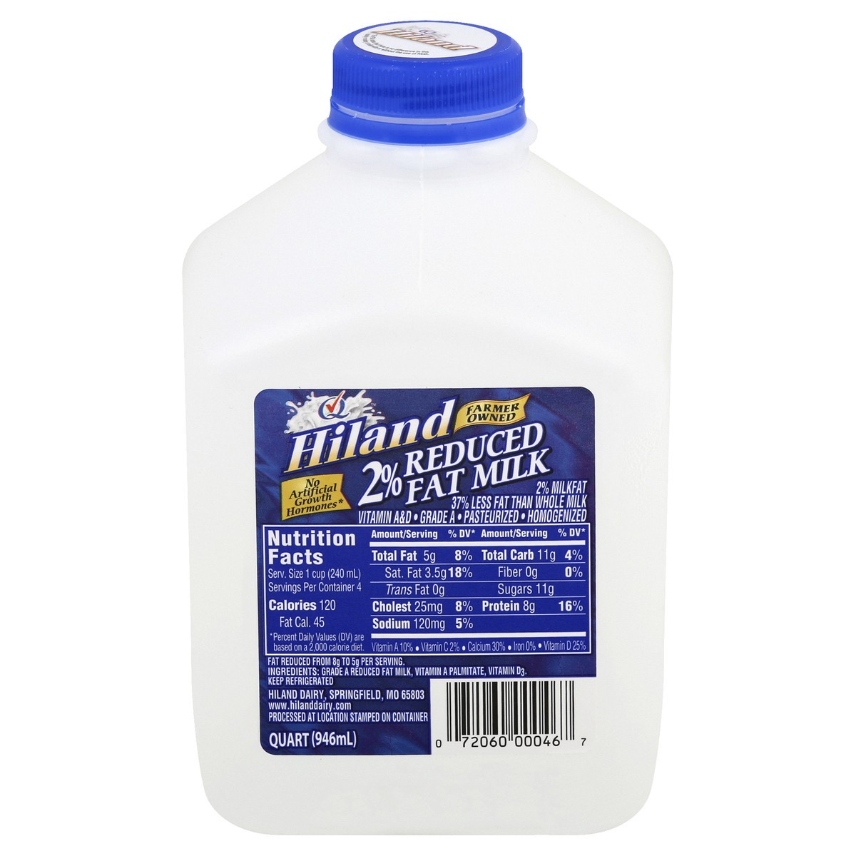 slide 4 of 10, Hiland Dairy 2% Reduced Fat Milk, 32 oz