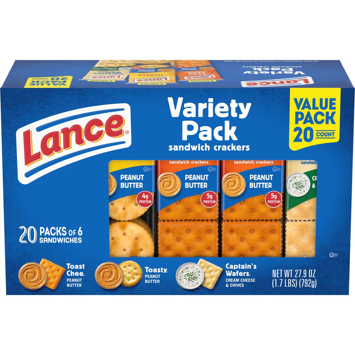 slide 1 of 25, Lance Variety Pack Family Size Cracker 20 Count - 27.9 Oz, 20 ct