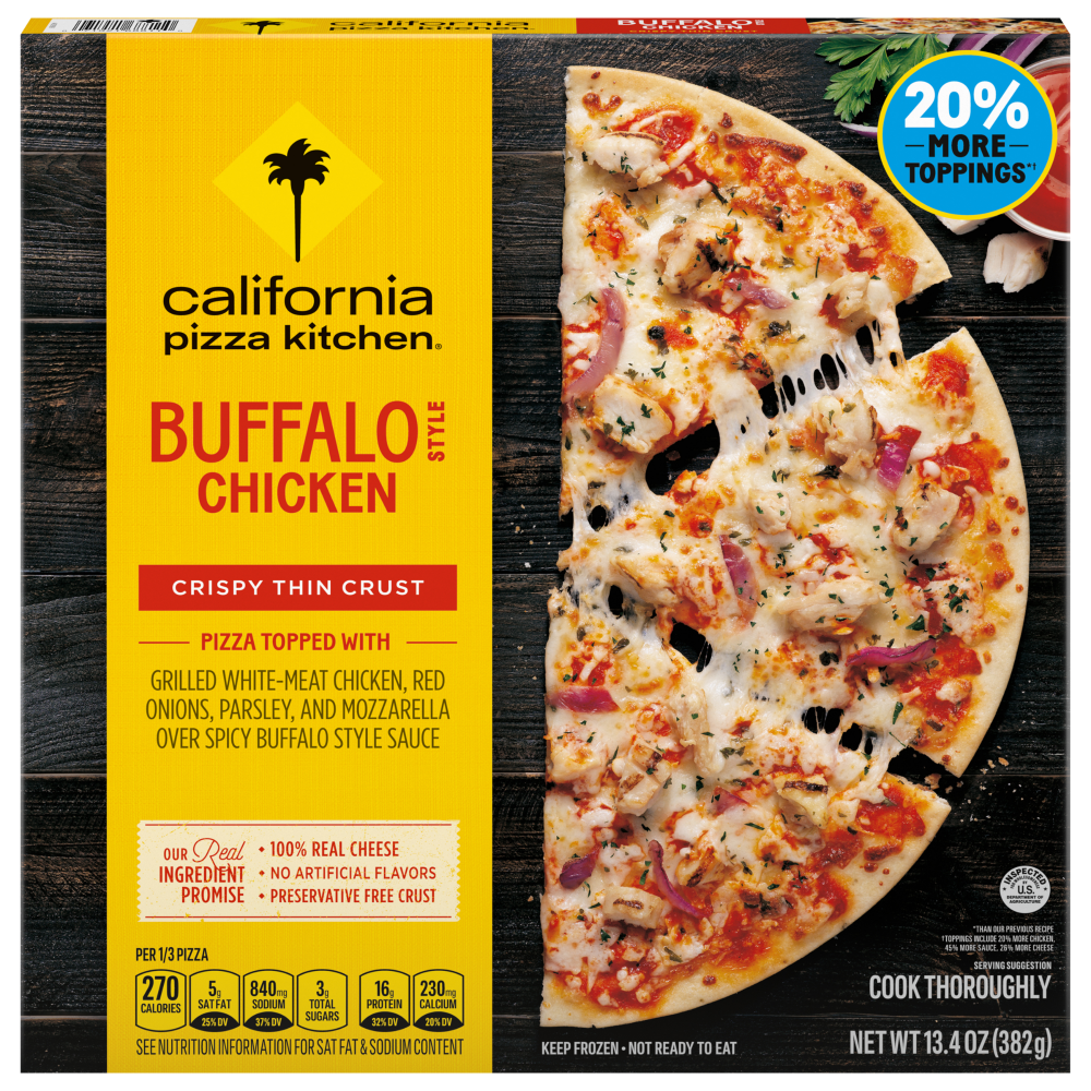 slide 1 of 1, CALIFORNIA PIZZA KITCHEN Thin Crust Buffalo Style Chicken 12in Frozen Pizza 13.4oz Pack, 13.4 oz