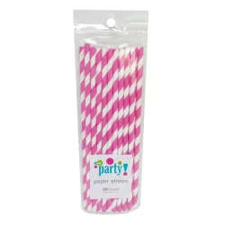 Meijer Paper Straws, Hot Pink