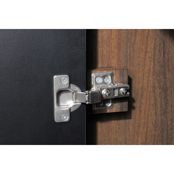 slide 2 of 10, Thomasville Alderbrook 60""W L-Shaped Corner Desk With Integrated Power Outlet, Walnut/Matte Black, 1 ct