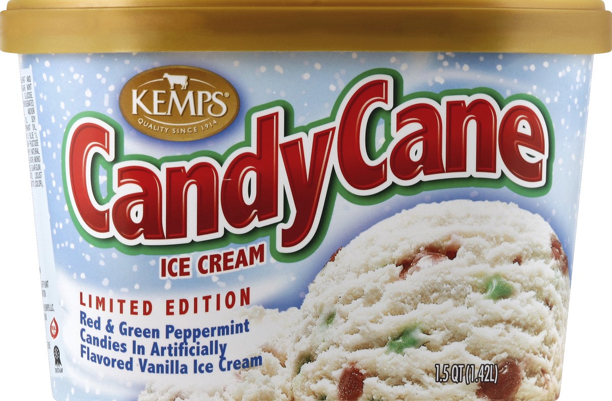 slide 1 of 4, Kemps Candy Cane Ice Cream Limited Edition, 1.5 qt