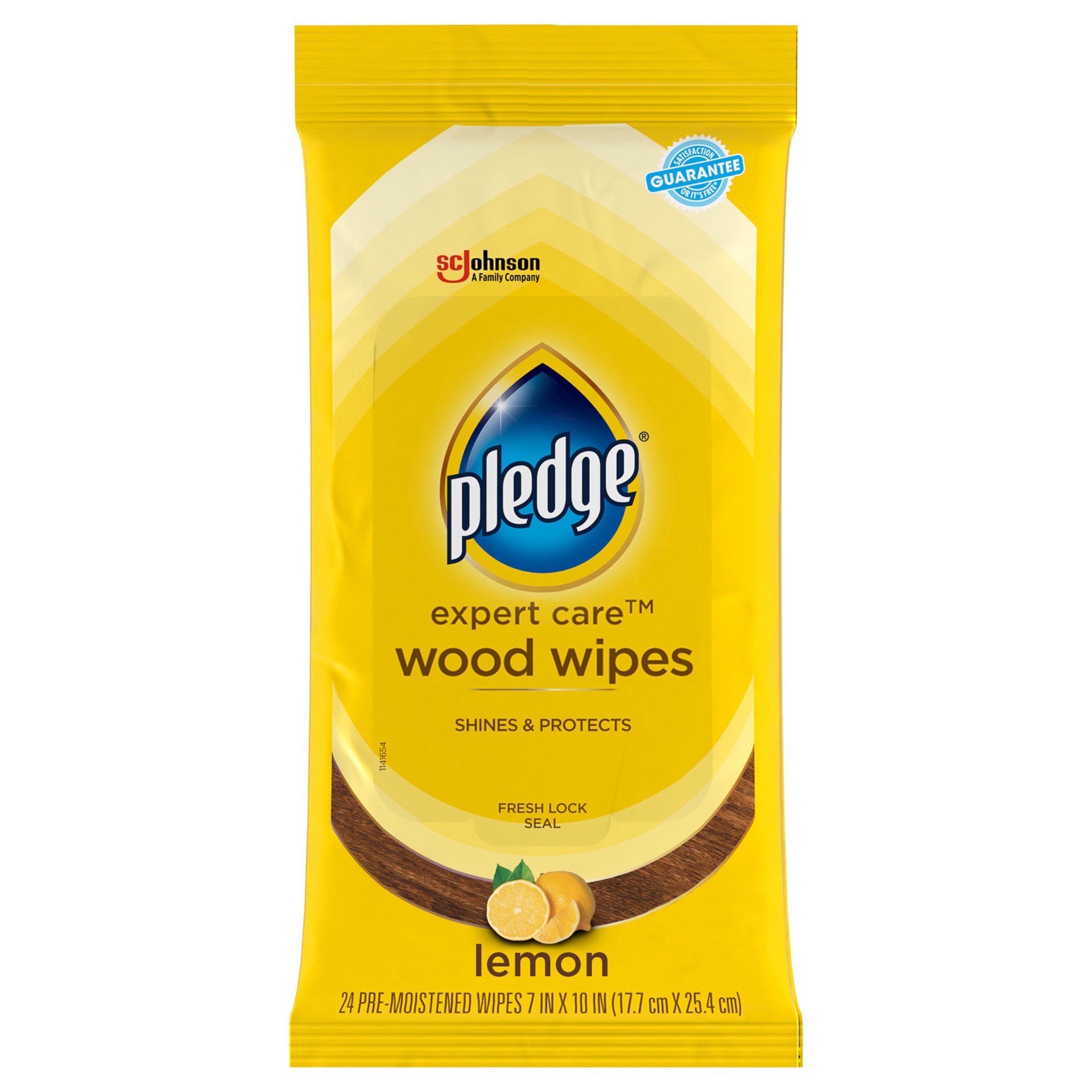slide 1 of 6, Pledge Enhancing Wipes 24 -Count Lemon Wood furniture cleaner Pad, 1 ct