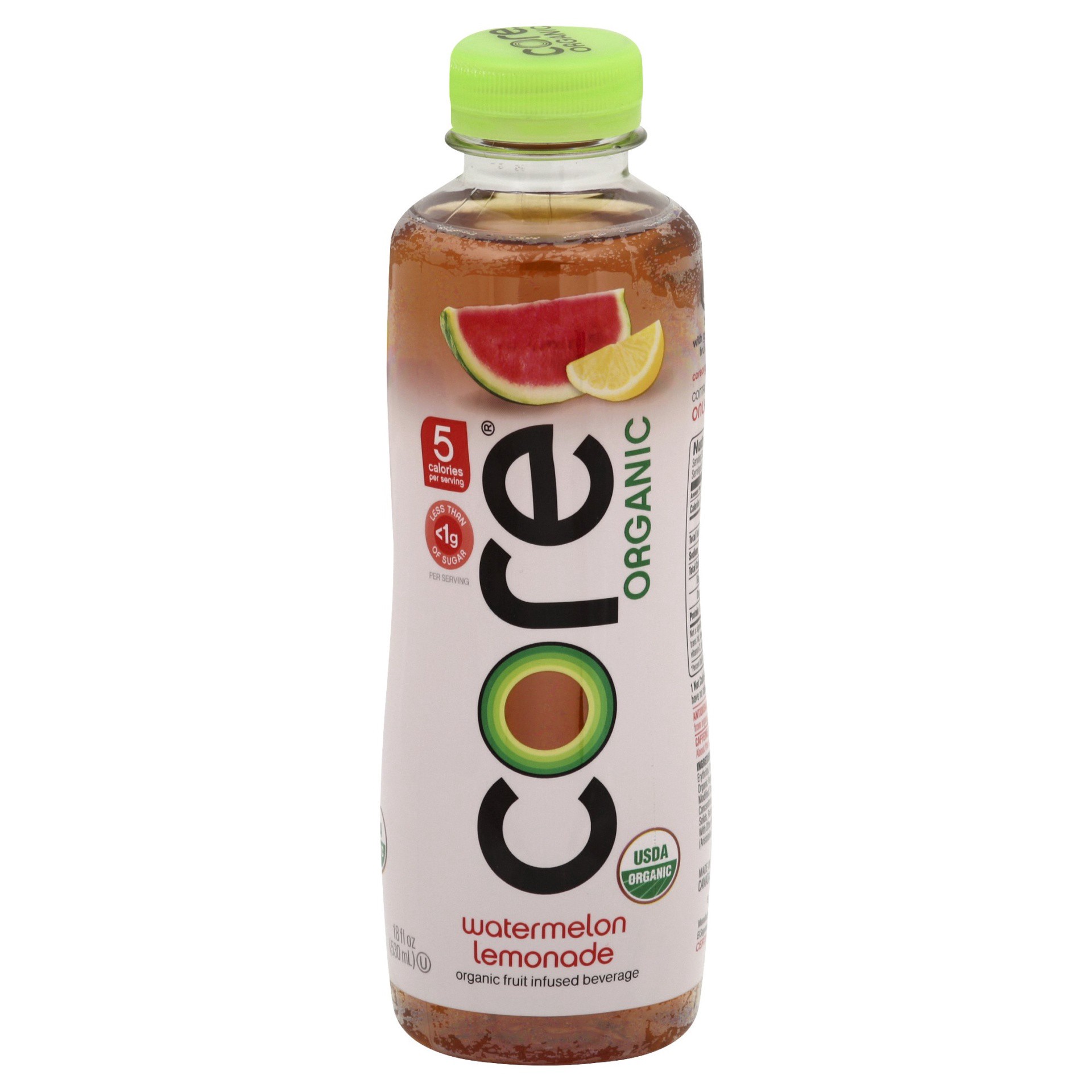 slide 1 of 6, Core Organic Fruit Infused Beverage Watermelon Lemonade - 18 fl oz, 18 fl oz