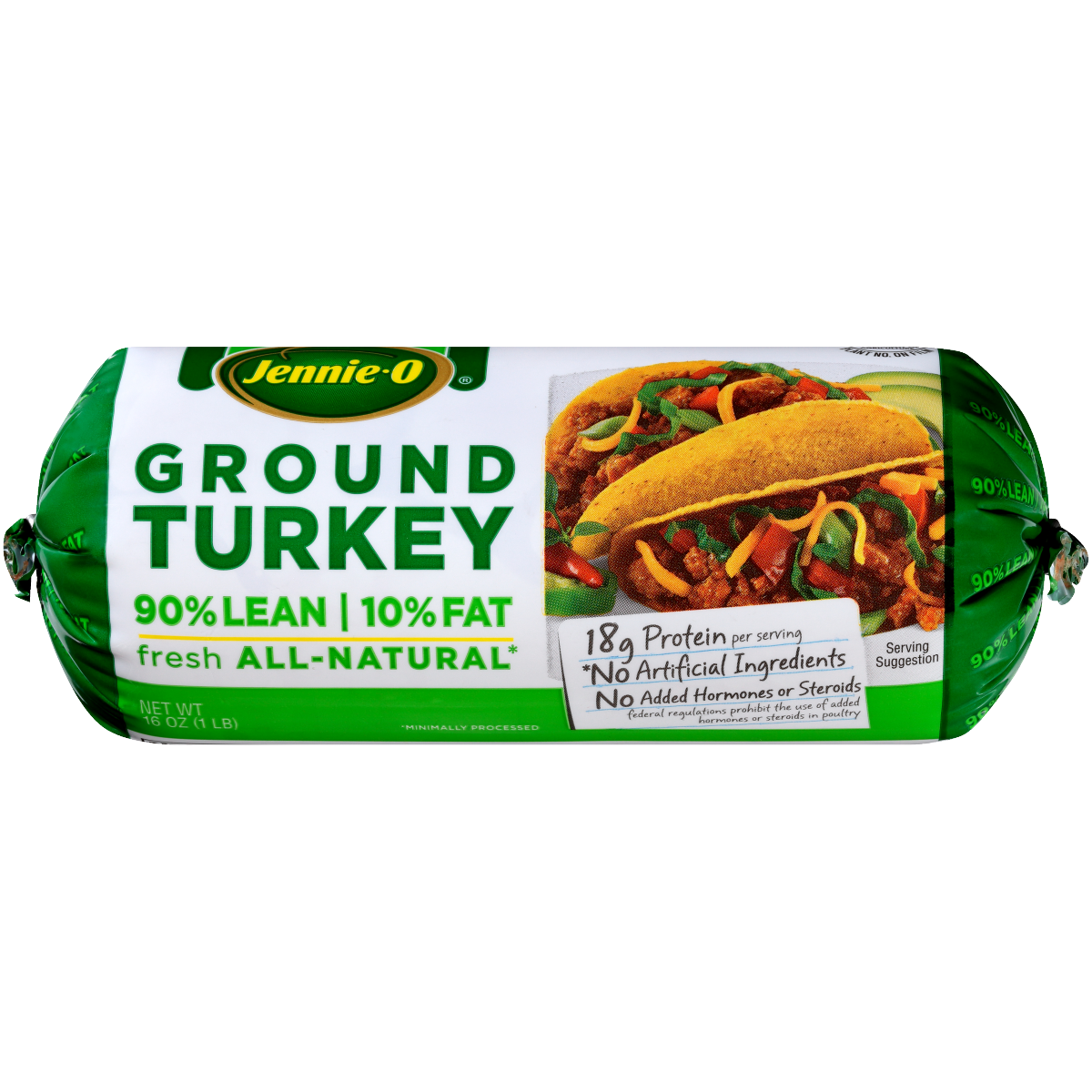 slide 1 of 13, JENNIE O TURKEY STORE Jennie-O Fresh Lean Ground Turkey 90/10 Roll, 1 lb, 90/10 rolls, 1 lb