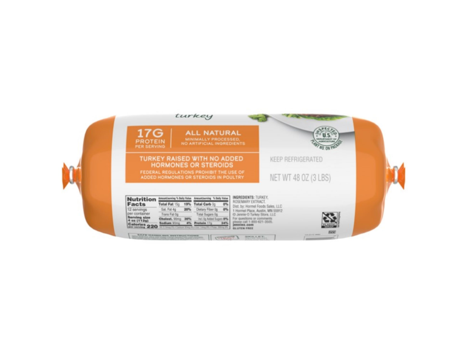 slide 2 of 2, JENNIE-O Ground Turkey 85% Lean / 15% Fat - 3 lb. chub, 48 oz