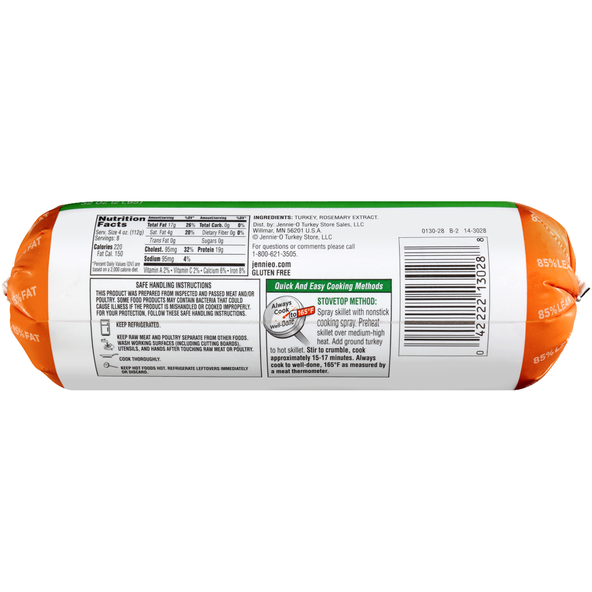 slide 2 of 4, JENNIE-O Ground Turkey 85% Lean / 5% Fat, 32 oz