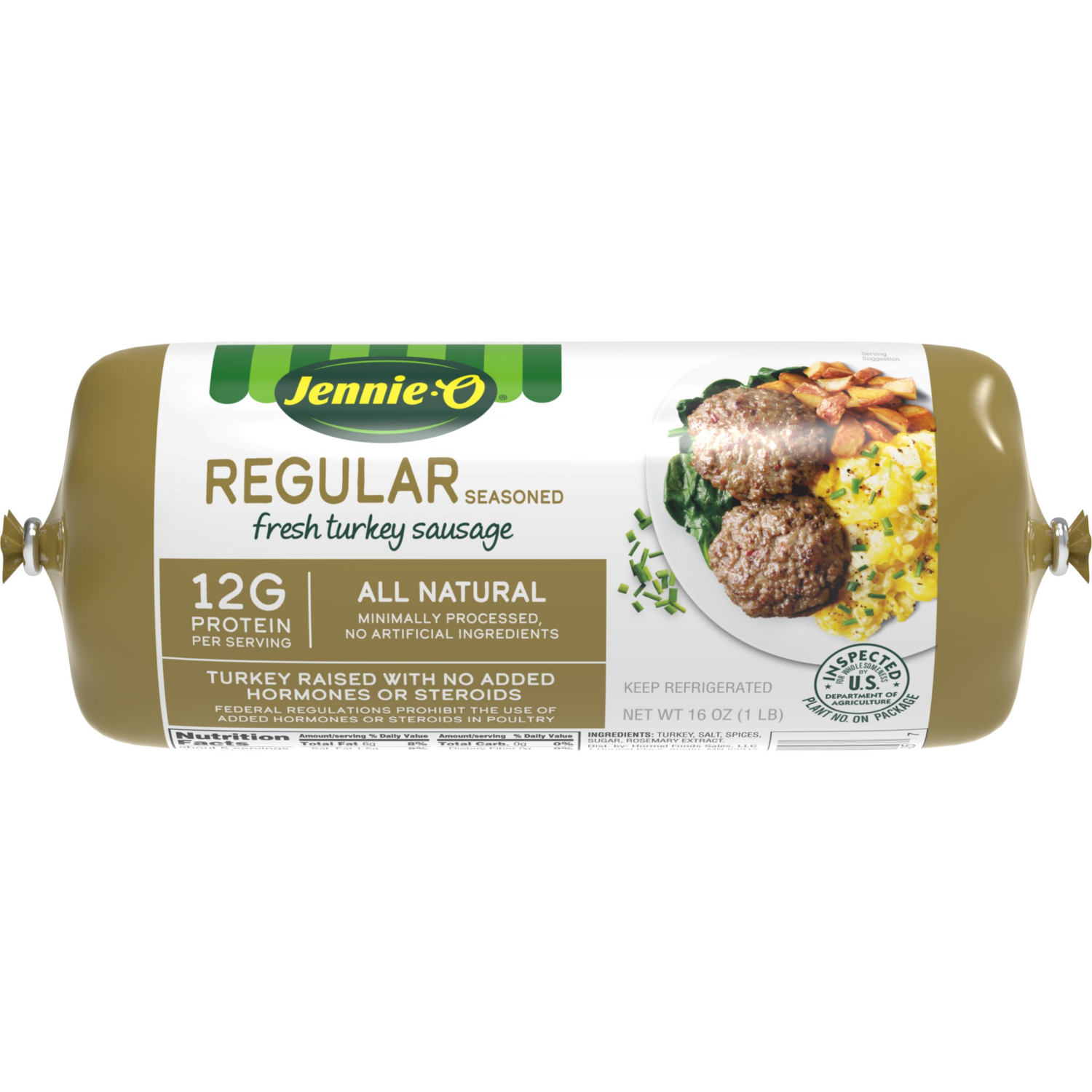 slide 1 of 4, JENNIE-O Turkey Sausage All-Natural - 1 lb. chub, 16 oz