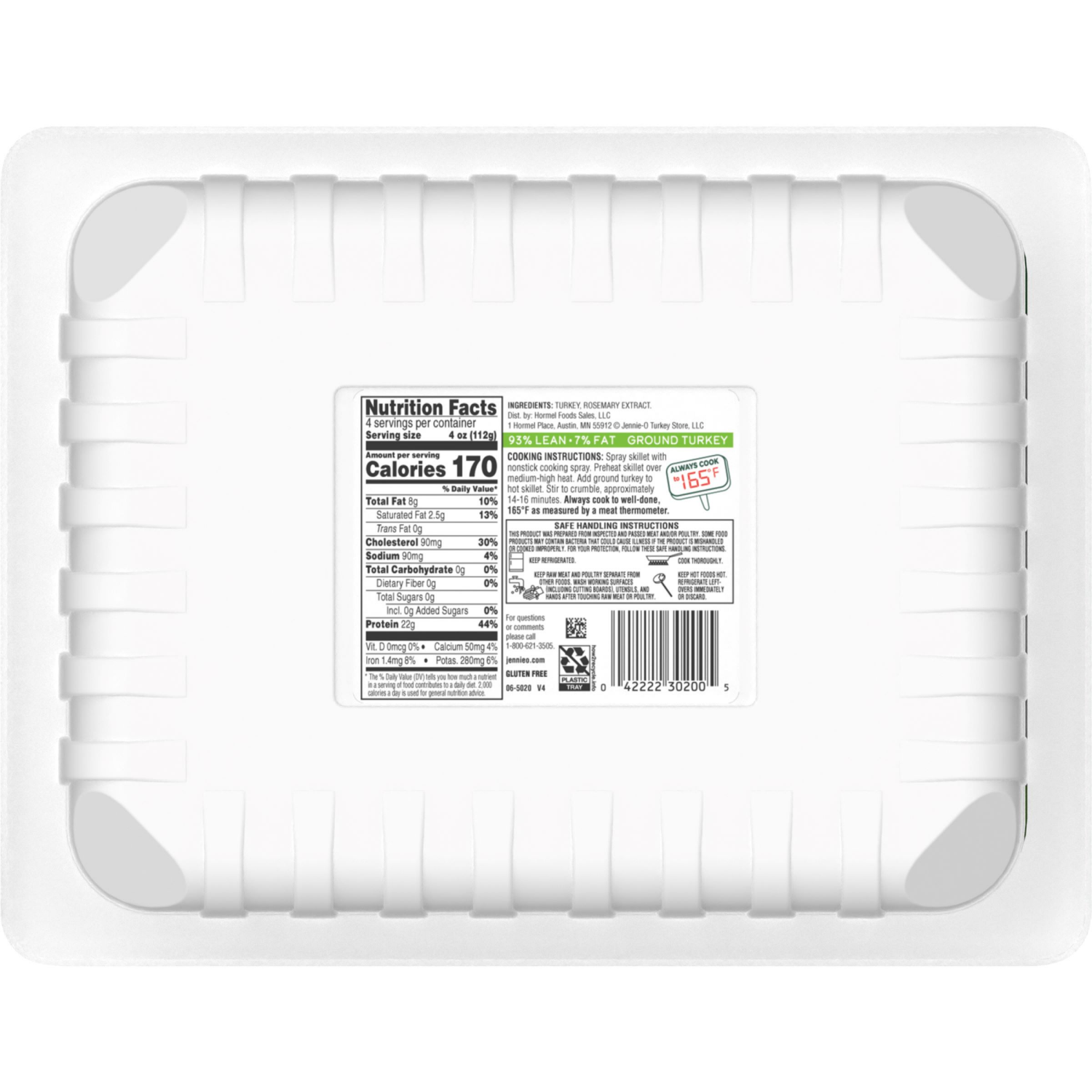slide 2 of 4, JENNIE-O Ground Turkey 93% Lean / 7% Fat - 1 lb. tray, 16 oz
