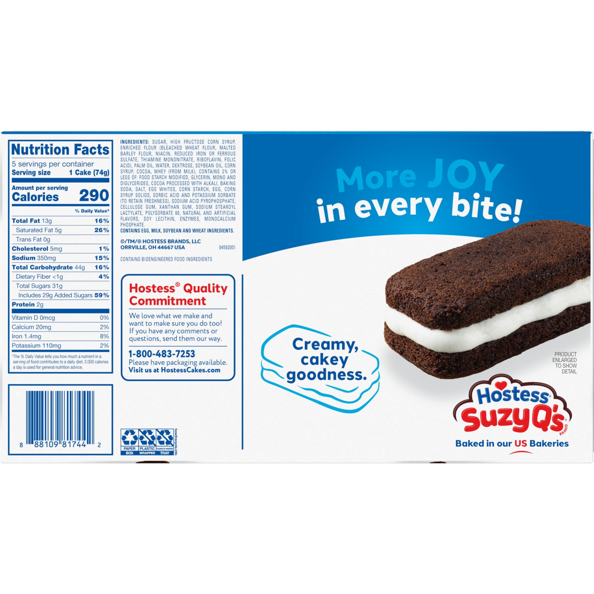 slide 3 of 3, Hostess Suzy Q’s Chocolate Snack Cakes with Creamy Filling, 13 Oz. Box (5 Count) Multipack, 5 ct