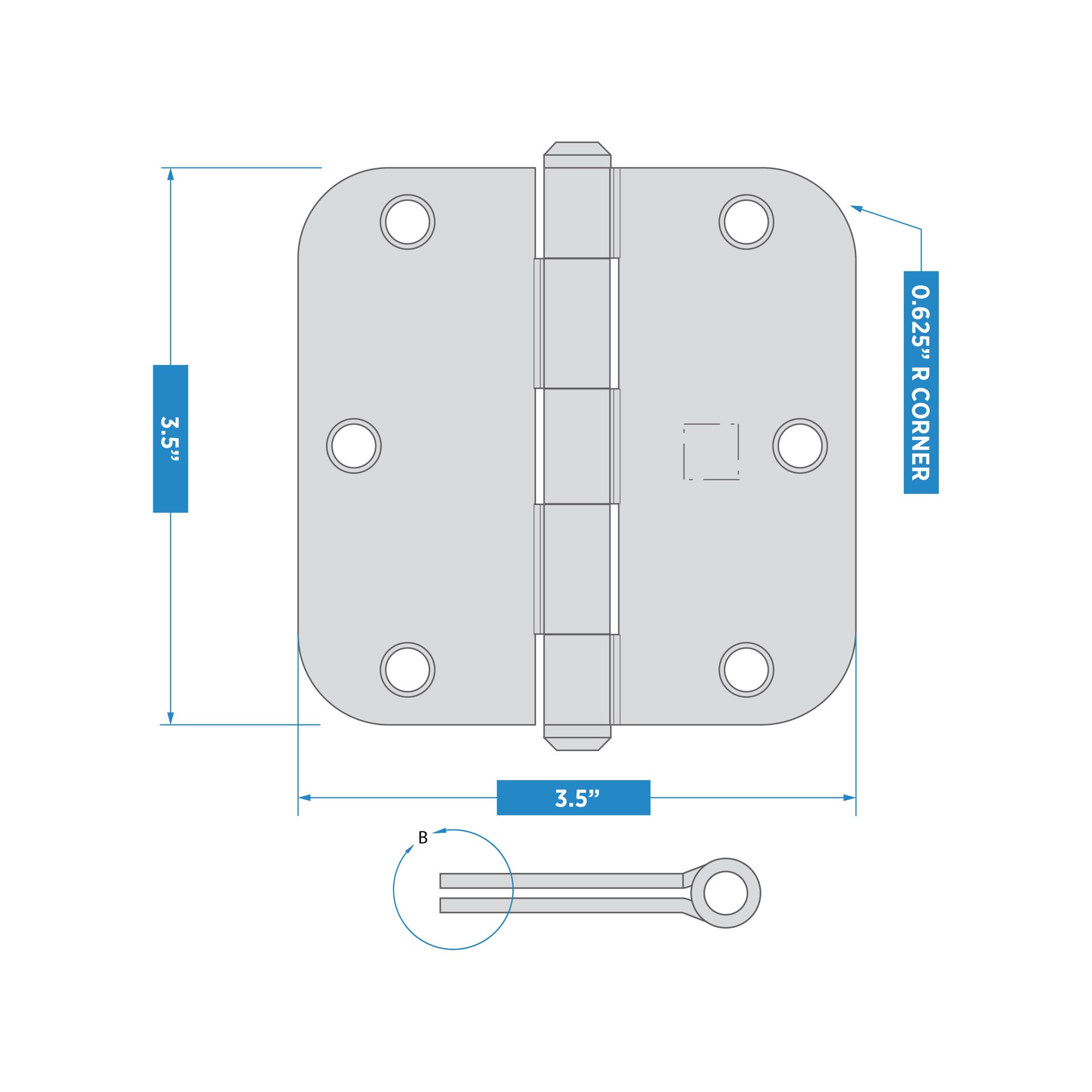 slide 5 of 6, RELIABILT 3-1/2-in H x 5/8-in Radius Gold Mortise Interior Door Hinge, 1 ct