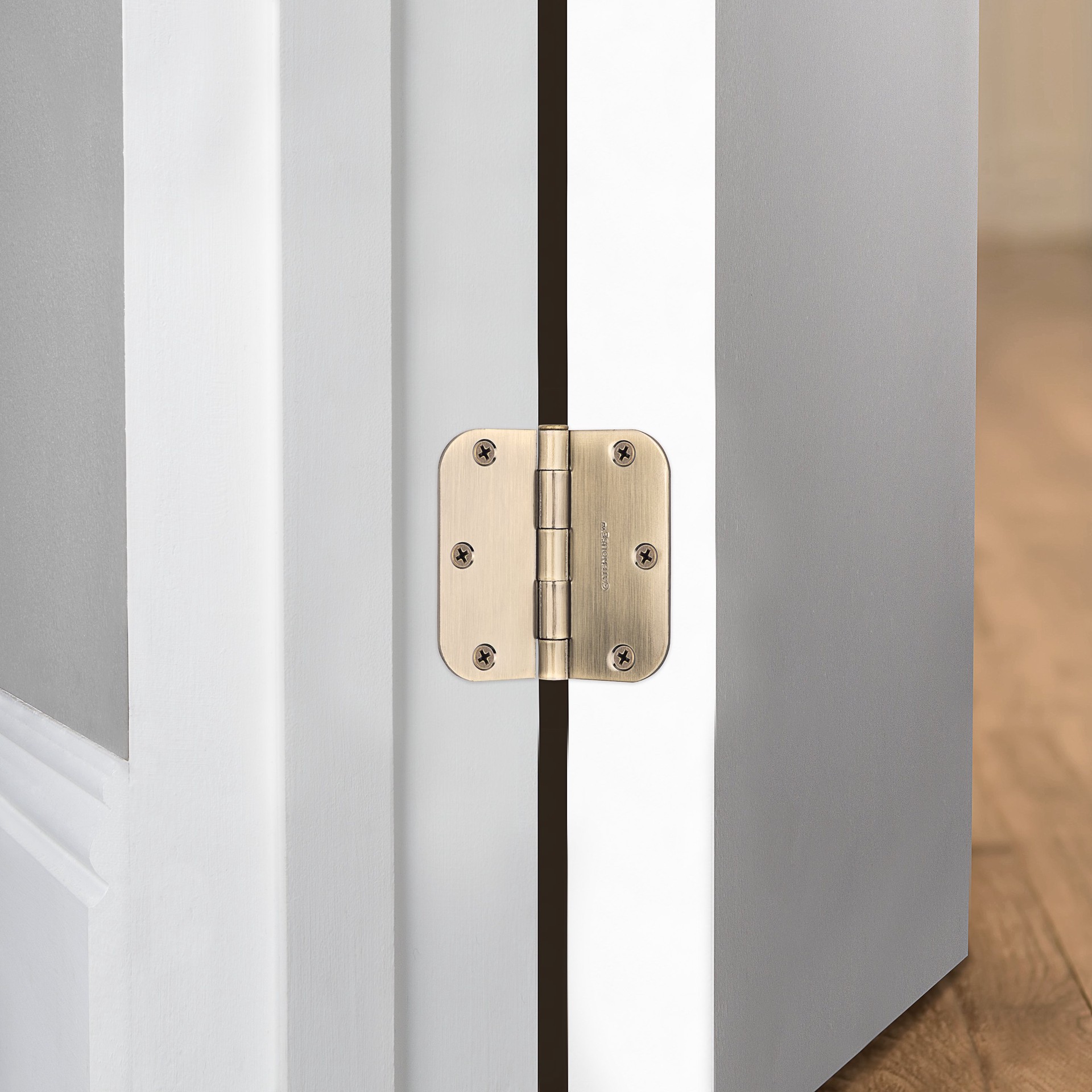 slide 6 of 6, RELIABILT 3-1/2-in H x 5/8-in Radius Gold Mortise Interior Door Hinge, 1 ct