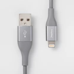 heyday 10' Lightning to USB-A Round Cable - Gray/Silver