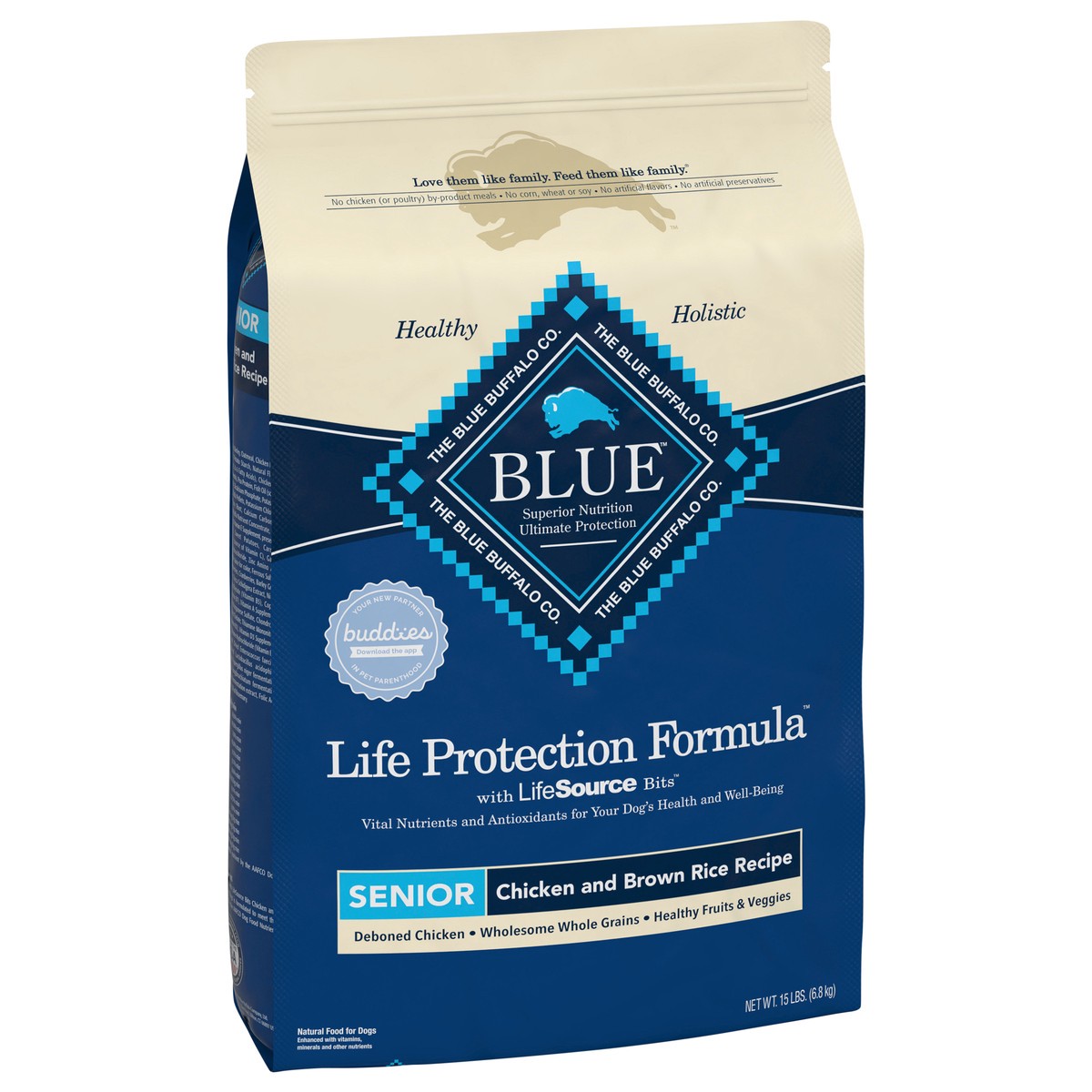 slide 8 of 10, Blue Buffalo Life Protection Formula Senior Dry Dog Food, Supports Joint Health and Mobility Chicken & Brown Rice Recipe, 15-lb Bag, 15 lb