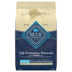 Blue Buffalo Life Protection Formula Senior Dry Dog Food, Supports Joint Health and Mobility Chicken & Brown Rice Recipe, 15-lb Bag