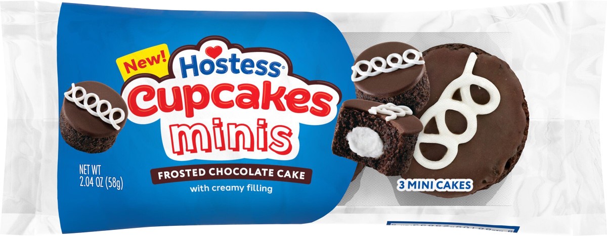 slide 7 of 15, Hostess Cupcakes Minis, Chocolate Snack Cakes, 2.04 Oz. Pouch (3 Ct.), 3 ct