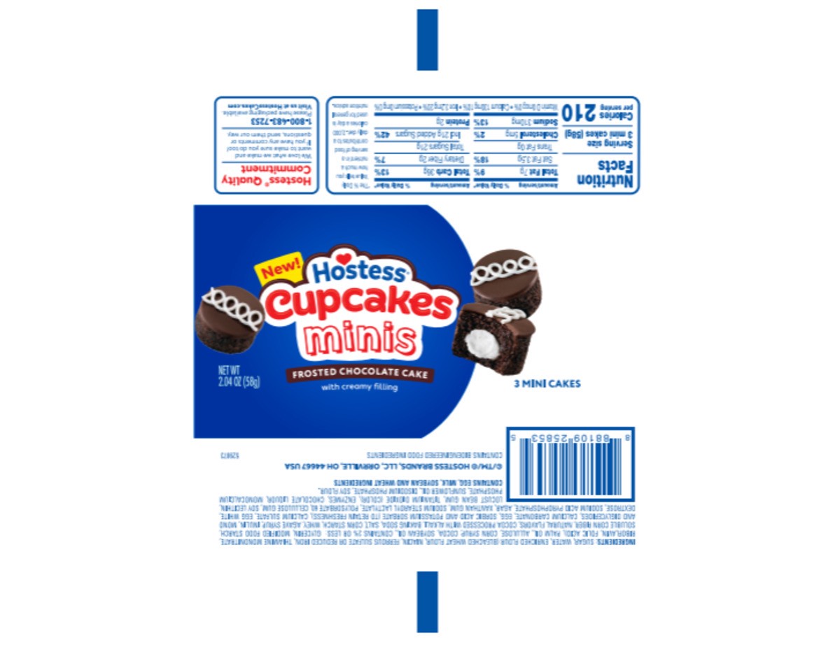 slide 9 of 15, Hostess Cupcakes Minis, Chocolate Snack Cakes, 2.04 Oz. Pouch (3 Ct.), 3 ct