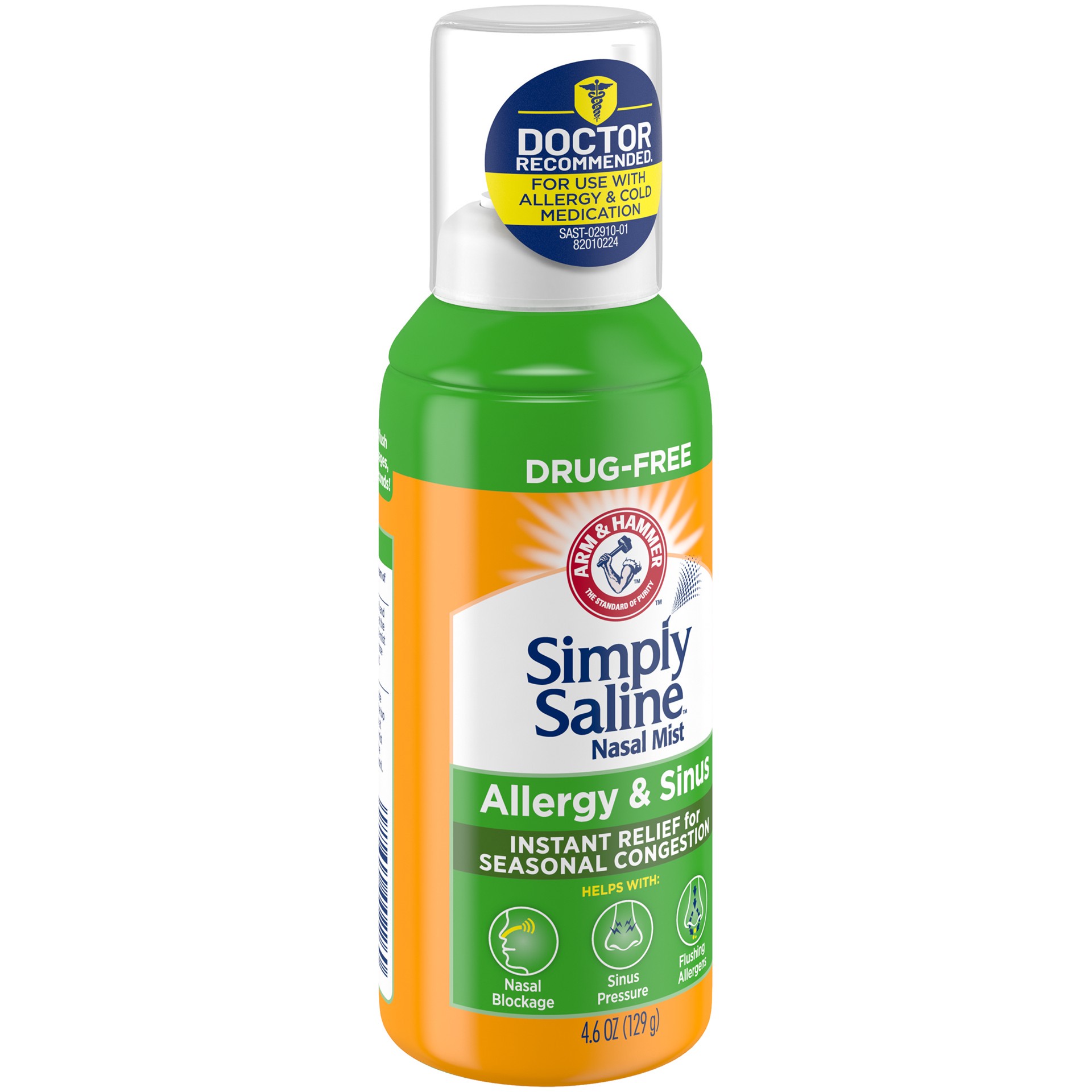 slide 4 of 4, Arm & Hammer Simply Saline Allergy Sinus Nasal Mist 4.6oz- Instant Relief for Allergy Congestion- One 4.6oz Bottle, 4.60 fl oz