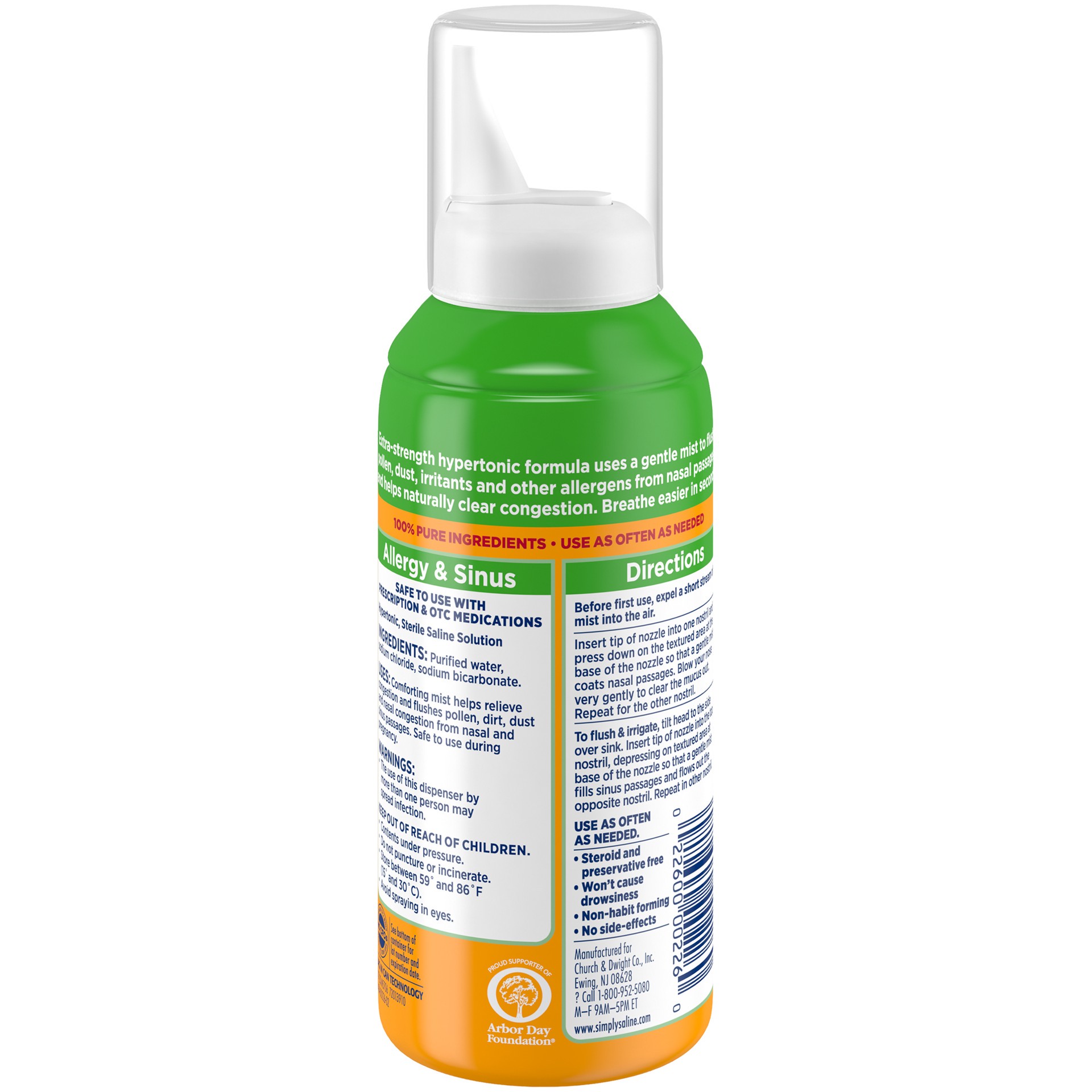 slide 3 of 4, Arm & Hammer Simply Saline Allergy Sinus Nasal Mist 4.6oz- Instant Relief for Allergy Congestion- One 4.6oz Bottle, 4.60 fl oz