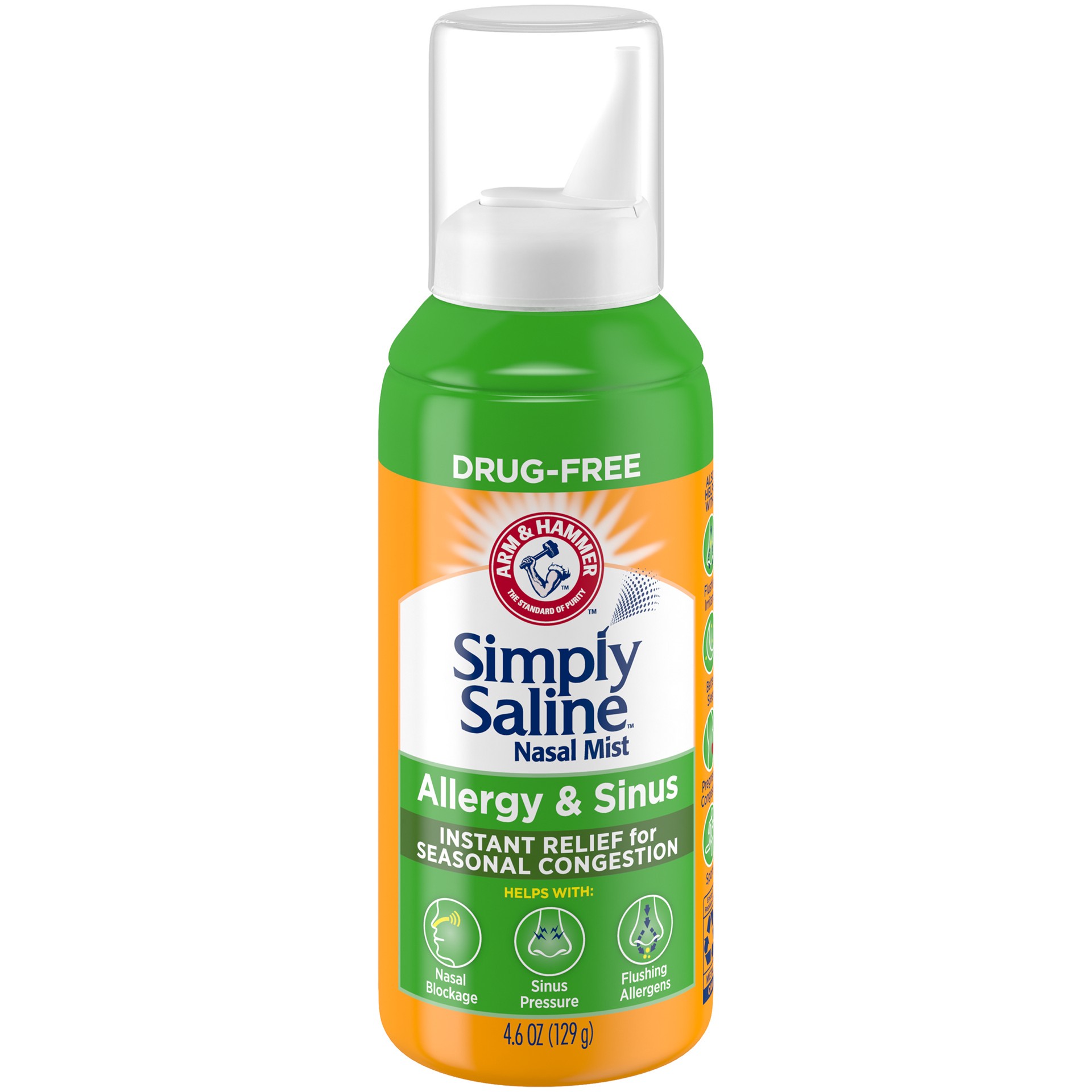 slide 1 of 4, Arm & Hammer Simply Saline Allergy Sinus Nasal Mist 4.6oz- Instant Relief for Allergy Congestion- One 4.6oz Bottle, 4.60 fl oz