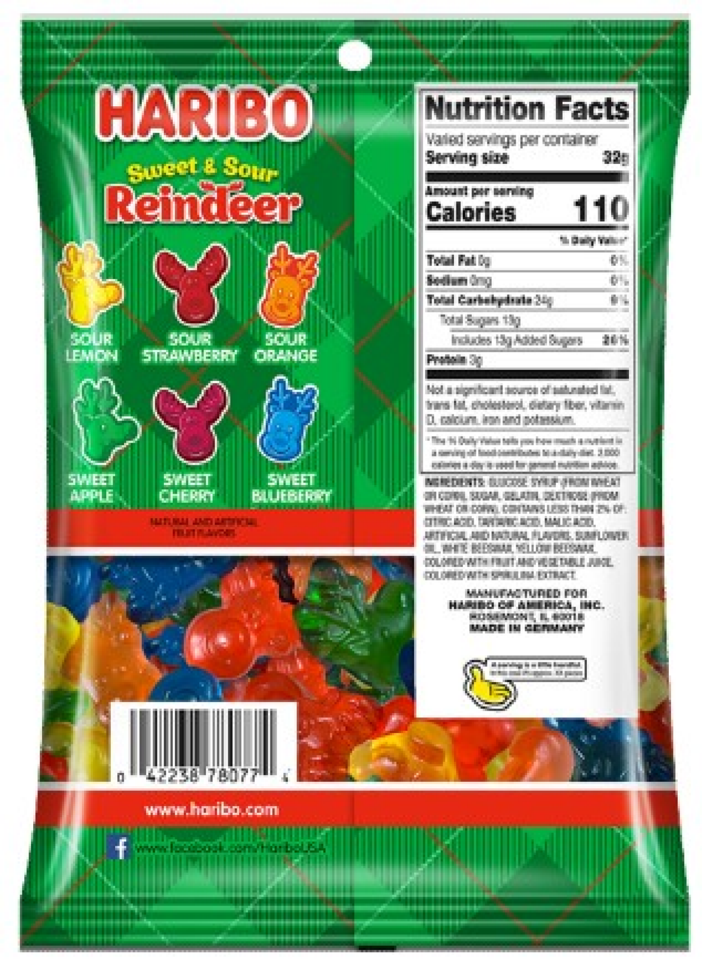 slide 2 of 2, Haribo Sweet and Sour Reindeer- 4 oz, 4 oz