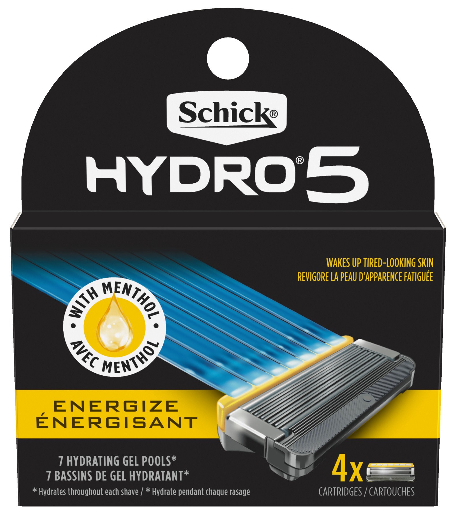 slide 1 of 1, Schick Hydro Sense Energize Mens Razor Blade Refill with Energize Gel, Includes 4 Razor Blades Refills, 4 ct