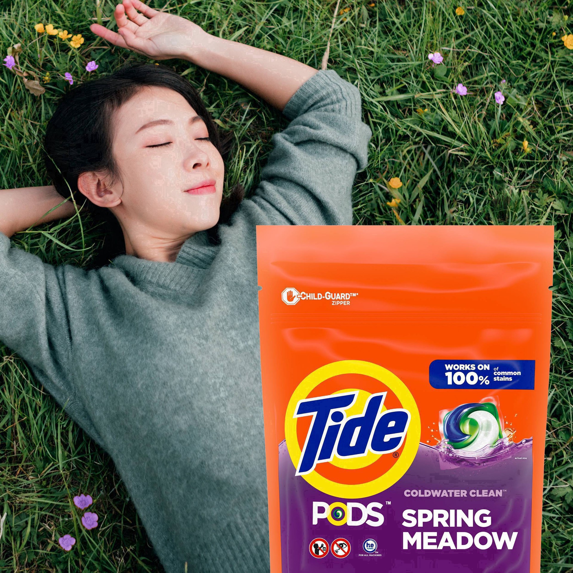 slide 67 of 90, Tide PODS laundry detergent pacs, 3-in-1 Stain Remover, Odor Fighter, Color Protector, 31 Count, HE compatible, Spring Meadow Scent, 31 ct