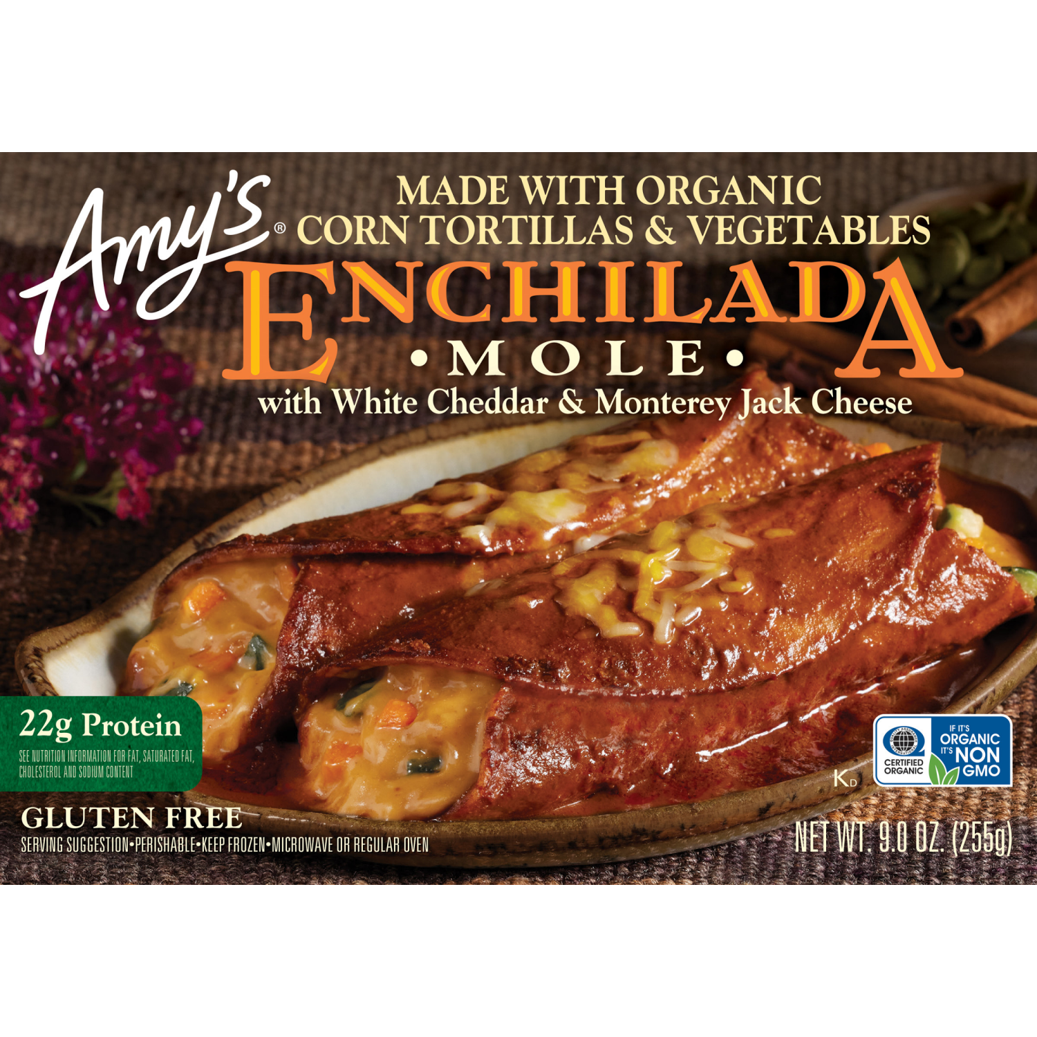 slide 2 of 3, Amy's Mole Cheese Enchilada, 9.0 oz., 9 oz