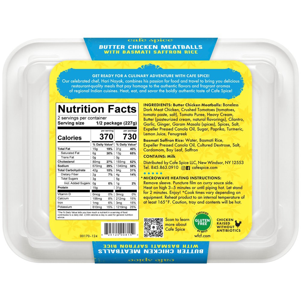 slide 4 of 6, Café Spice Cafe Spice Butter Chicken Meatballs With Basmati Saffron Rice, 16 oz