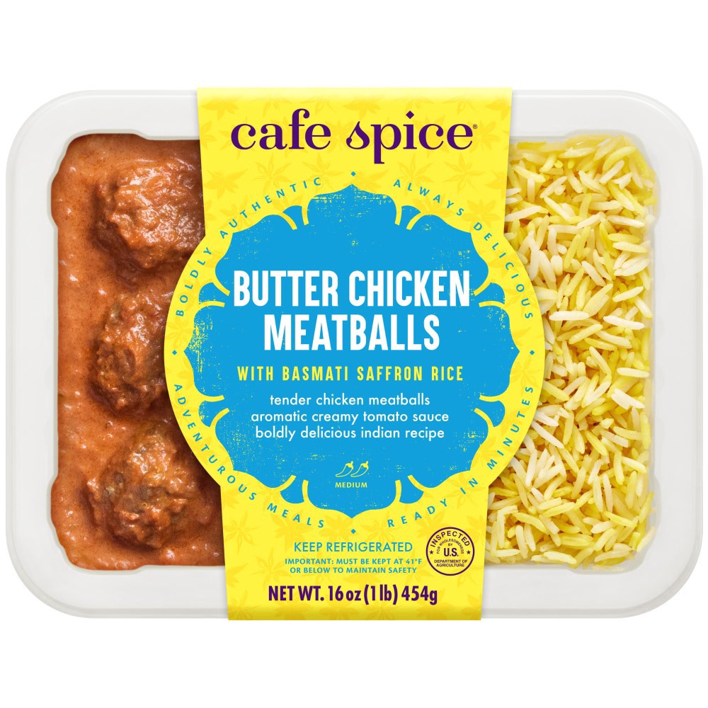 slide 3 of 6, Café Spice Cafe Spice Butter Chicken Meatballs With Basmati Saffron Rice, 16 oz