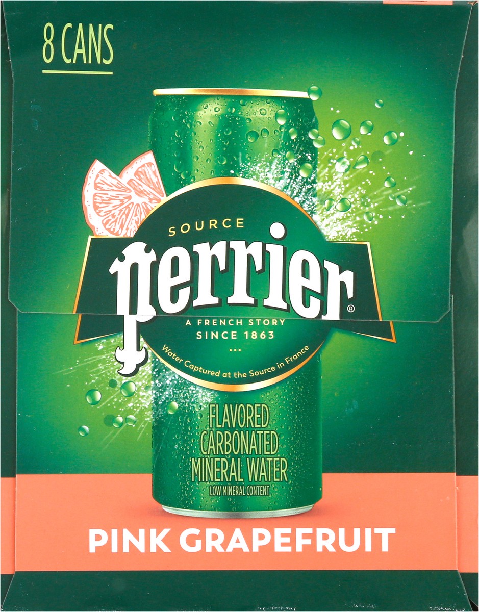 slide 7 of 9, Perrier Pink Grapefruit Flavored Sparkling Water, Sleek Cans (24 Count) 89.2 fl oz., 8 ct