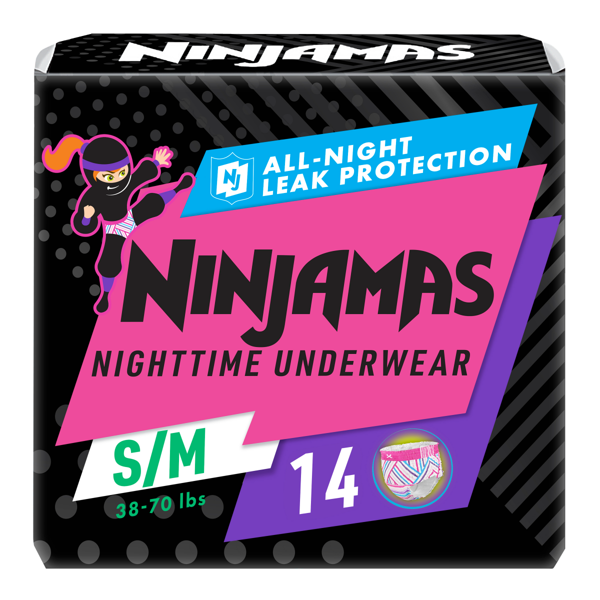 slide 1 of 29, Ninjamas Nighttime Underwear S/M Jumbo Pack 14 ea, 14 ct