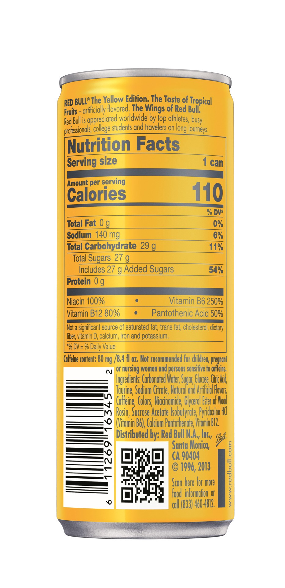 slide 6 of 9, Red Bull Yellow Edition Tropical Energy Drink, , Pack of 24 Cans - 201.60 fl oz, 201.60 fl oz