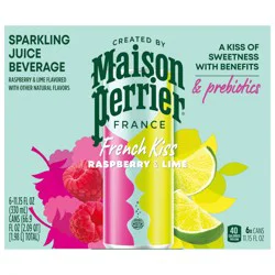 Maison Perrier French Kiss Sparkling Juice Beverage, Raspberry & Lime Flavors with Real Fruit Juices, 6 Pack