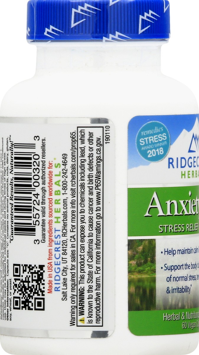 slide 4 of 13, RidgeCrest Herbals Ridgecrest Anxiety Free, 60 ct