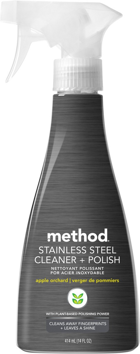 slide 7 of 8, method Stainless Steel Cleaner + Polish, Apple Orchard, 14 Ounces, 14 fl oz