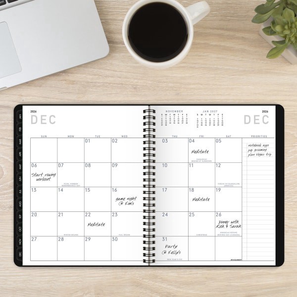 slide 3 of 10, AT-A-GLANCE® Contemporary Lite 2026 Weekly Monthly Planner, Black, Medium, 7"" x 8 3/4"", 1 ct